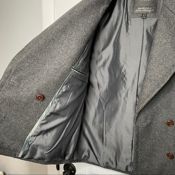 J. Crew Melton Wool Peacoat Gray Short Winter Jacket Double Breasted Coat - Picture 5 of 10